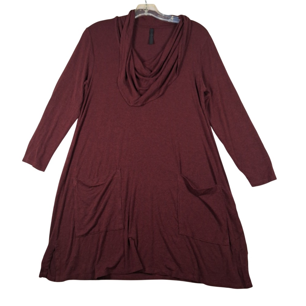 Match Point Women Burgundy Cowl Neck Tunic Top Pockets RST482 Maroon Medium USA